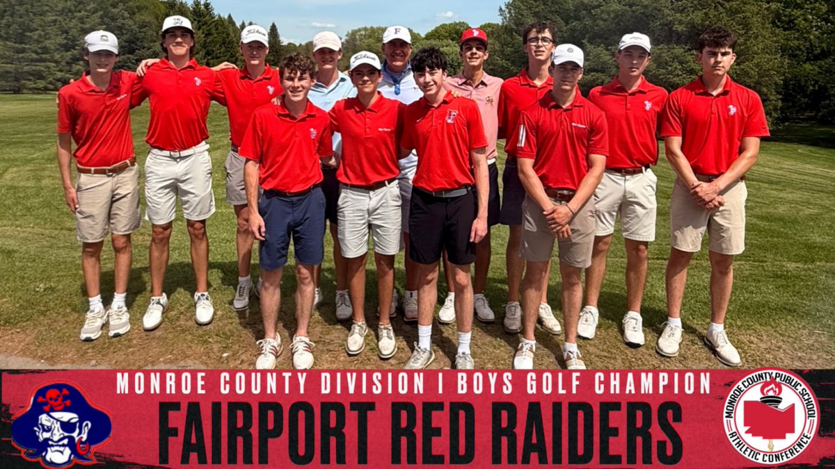 MCPSAC's tweet photo. Congratulations to FAIRPORT, our Monroe County Division I Boys Golf champion. To see All-County 1st and 2nd team selections, individual honors and more: https://t.co/BT8PVx76Nj 

@FCSDSports https://t.co/ftxrFrgZPh