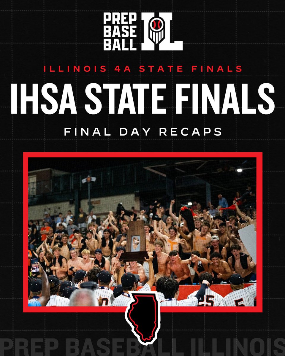 PrepBaseballIL's tweet photo. 𝟒𝐀 𝐒𝐭𝐚𝐭𝐞 𝐅𝐢𝐧𝐚𝐥𝐬 𝐑𝐞𝐜𝐚𝐩𝐬 📝

+ Game stories from yesterday's State Final action at the 4A level.

+ Libertyville defends their title &amp; repeats as 4A Champs.

+ Mount Carmel takes down Naperville Central in the 3rd place game. 

🔗: https://t.co/yjrrC24Jfw https://t.co/SEMLWmlNY8