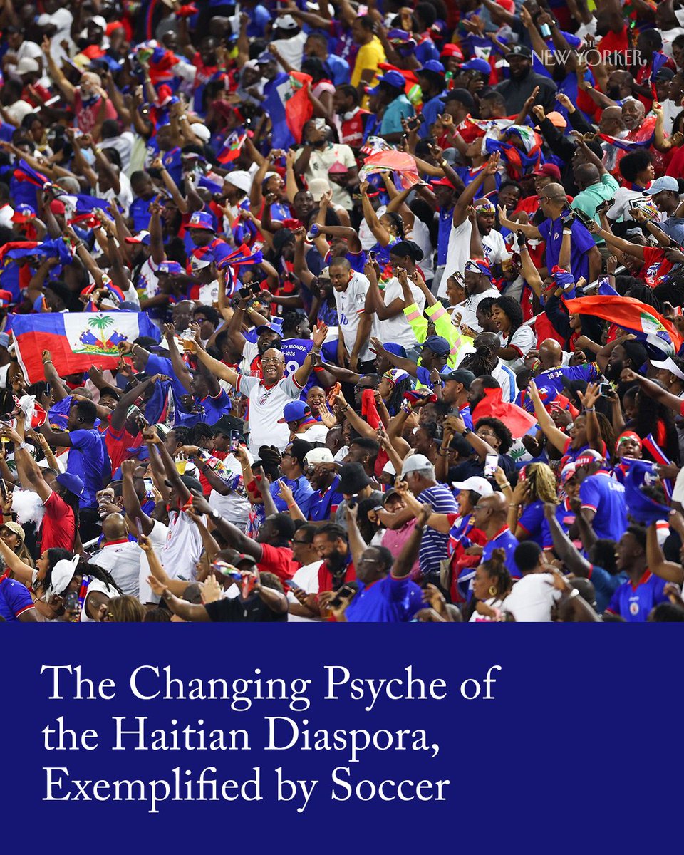 NewYorker's tweet photo. Before 2026, the Haitian men’s soccer team had not qualified for the World Cup since 1974. They haven’t practiced on Haitian soil since after the assassination of President Jovenel Moïse, in 2021. 

For seven days and seven nights, a Catholic church based in Port-au-Prince which has flourished as a sort of digital assembly area for the Haitian diaspora devoted its YouTube and radio broadcasts to the project of fortifying the team against its many obstacles, in preparation for the Cup. Read more about the Haitian national team, and how it doubles as a microcosm of the nation’s demographic: https://t.co/7ovZarG1lD