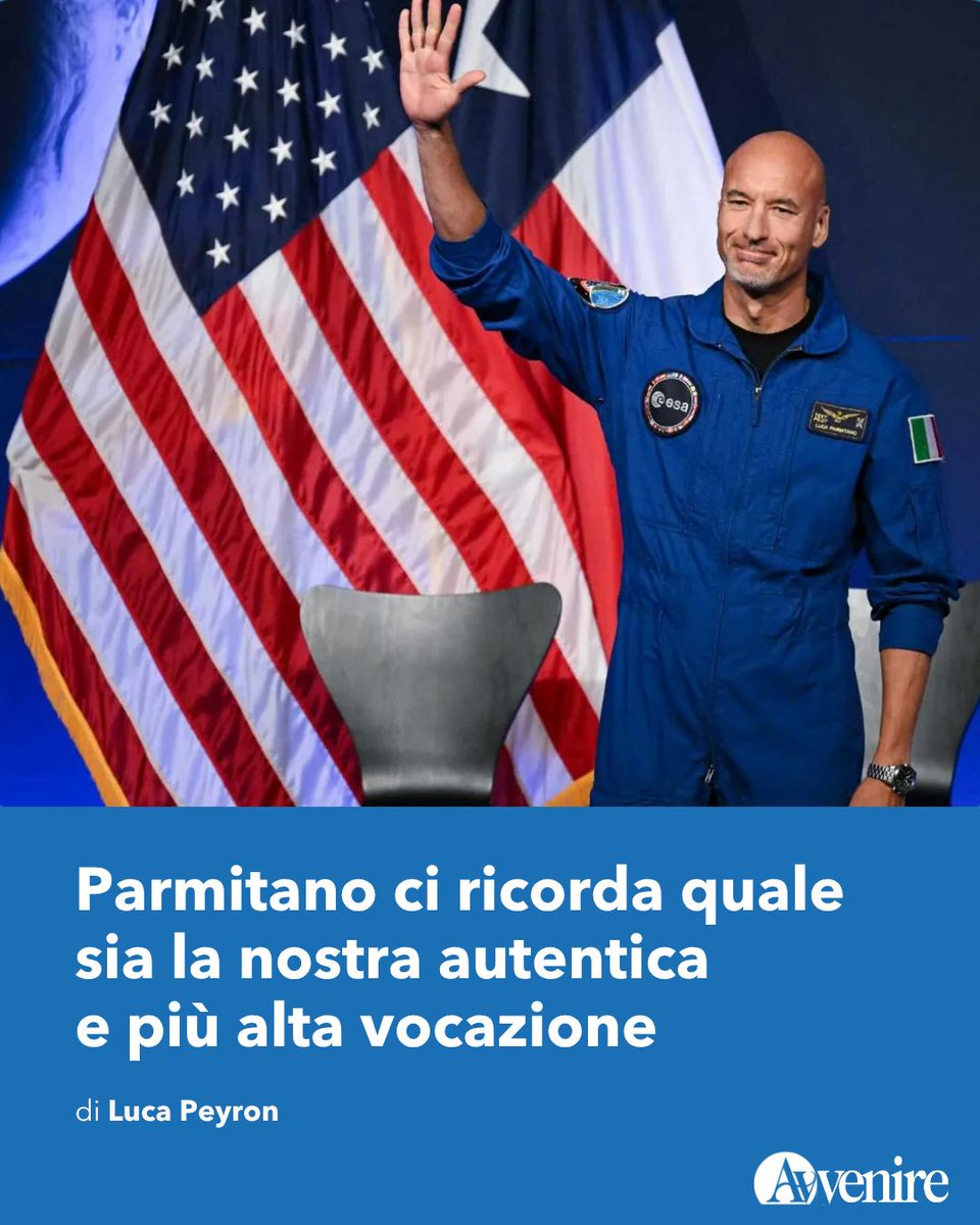 Avvenire_Nei's tweet photo. L'astronauta italiano, l'unico non della Nasa a partecipare alla prossima spedizione dell'Artemis III, è un testimone della gratitudine per non essere soli, per non essere io slegati, ma un noi, tra cielo e terra. Leggi la riflessione di Luca Peyron https://t.co/6TcJWTyTAE https://t.co/tpWMJvCzHZ