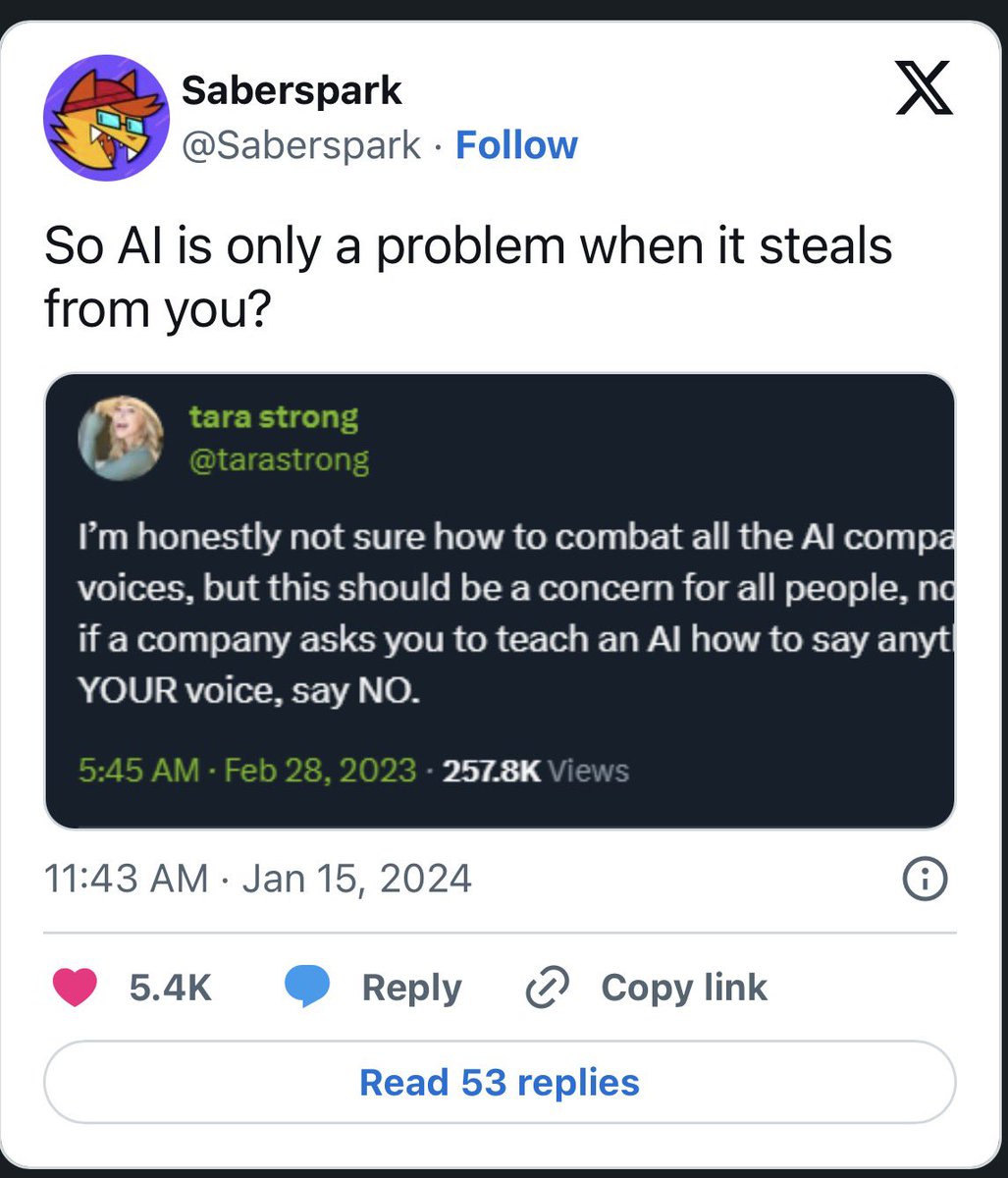 Faulty_Pixel's tweet photo. Tara Strong also supports AI; so there’s that. https://t.co/6mdVRq1YOR