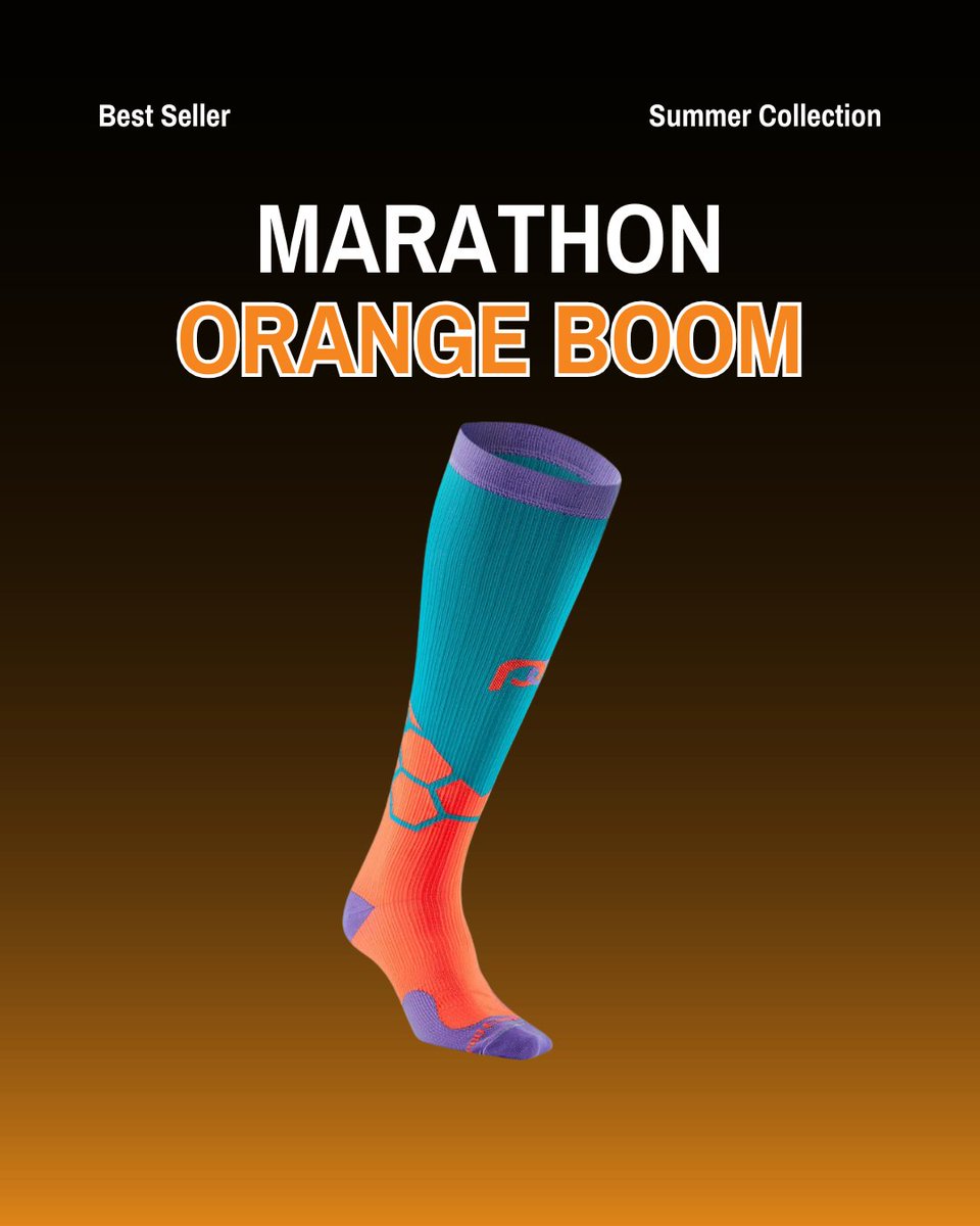 PROCompression's tweet photo. Bold outside. Powerful inside.
 
🧡 Orange Boom delivers 20-30 mmHg graduated compression in the most attention-grabbing colorway in our lineup. If you're going to do the work, look the part. 
 
#ProCompression #CompressionSocks #WearPRO #SummerRunning  #MarathonTraining https://t.co/quKj7STvfy