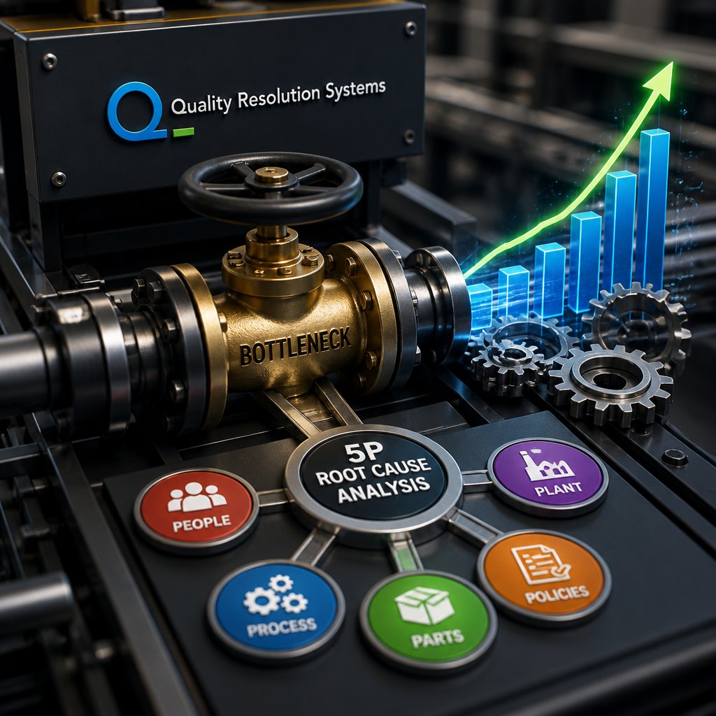QtyResoSyst's tweet photo. We diagnose the bottleneck. We fix the root cause. We scale the solution. See how a 5P Framework™ carousel turns yield loss into +5–15% throughput per site: one bottleneck, clear causes, concrete system changes, measurable gains. Read more: https://t.co/t8kAFbYFHD #manufacturing https://t.co/e8IxwxBuoq