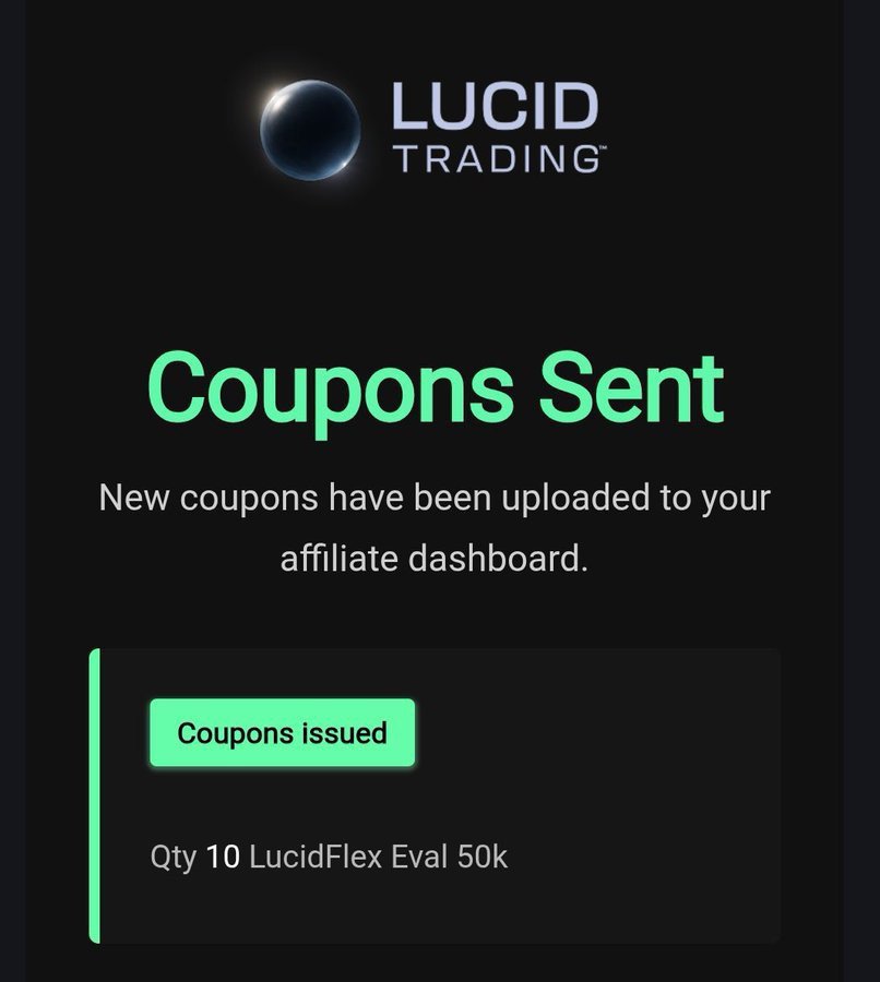 PropNexus's tweet photo. Lucid $50K Free Coupon Codes Live Now! 👀

• We’re dropping 100% FREE coupons starting today 

• Firm: Lucid Trading 
10 × $50K Flex Accounts available

To enter:
• Follow @MBssairi57872 &amp; @TradingLucid

Are you ready? https://t.co/kTUdWQRp39