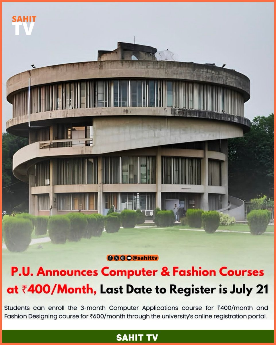 SahitTv's tweet photo. Punjab University Chandigarh open course just 400 rupees #pu #punjabuniversitychandigarh #Chandigarh #sahittv #digitalart https://t.co/LsbOhDwZv3