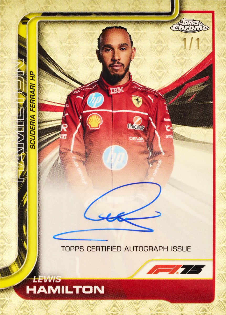 Topps's tweet photo. HE’S BACK. 

Lewis Hamilton secures his first 1st place finish in Ferrari red 🔥 https://t.co/9hERU5xOSw