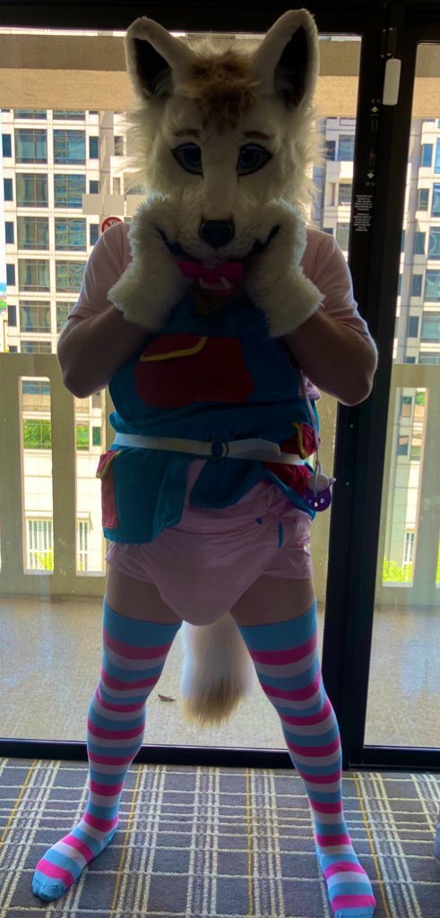 damaronwolf's tweet photo. ���Show them off lil princess.”
“Huh buh?” 
“You know what I’m talking about, cmon”
*velcro sounds*
“Oh yep quite the soggy wolfy, bet you’re ready for a change”
*blushes and nuks on my paci* https://t.co/XHjq3Bsu3w