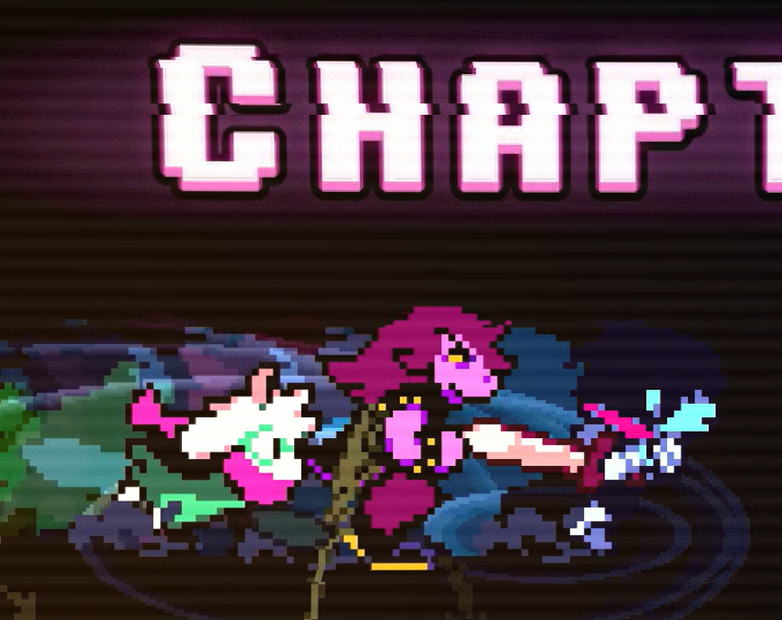 NioumMC's tweet photo. FUN FACT - In the Trailer, if you hue shift the colors of the CHAPTER 5 text into the Second Sanctuary colors, The pink color becomes a goldish orange

Pink and gold

#DELTARUNE #THEORY https://t.co/TqfOEZw8qz