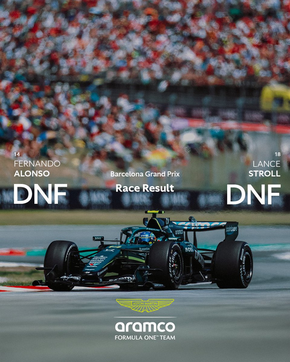 AstonMartinF1's tweet photo. We felt your support all weekend.

We’re sorry it ended this way. 

#BarcelonaGP https://t.co/SjCyWMoveE