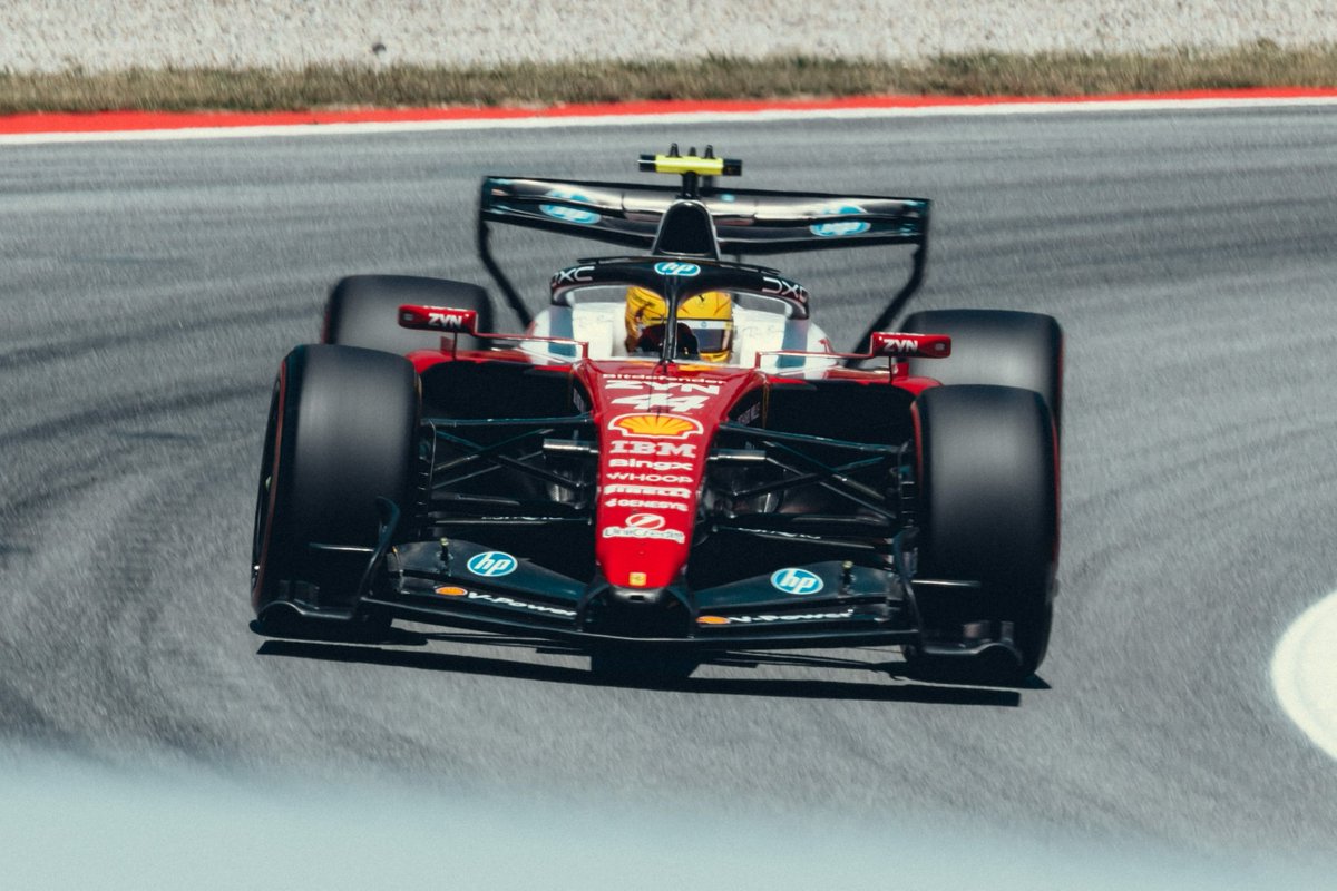 autocarindiamag's tweet photo. Lewis Hamilton is back on the top step of the F1 podium after 686 days! The 7-time world champion wins the #BarcelonaGP with a commanding 19.5 sec lead, scoring his very first F1 race victory with Ferrari.

Russell and Norris complete the podium https://t.co/ZY7StaykSf