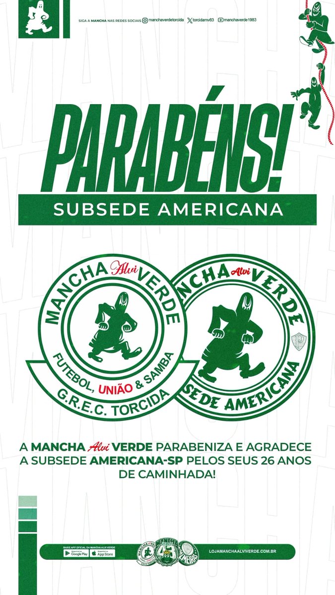 MVAmericana's tweet photo. Aniversário Subsede:

*AMERICANA!!! 🥳*

26 anos

_Parabéns a todos os envolvidos, por todo trabalho!!!_ https://t.co/JnNiifyP9P