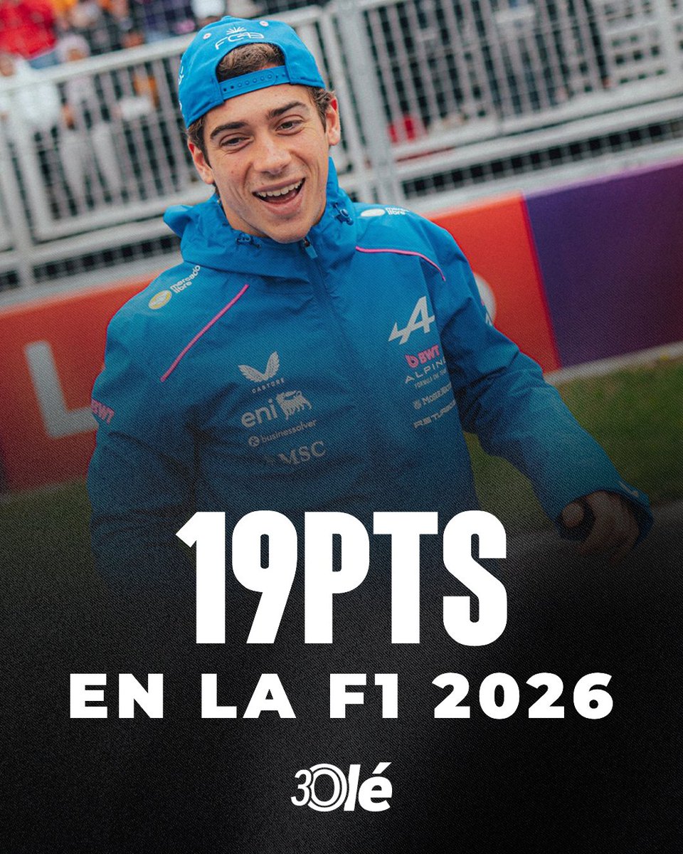 DiarioOle's tweet photo. ¡19 PUNTOS PARA COLAPINTO EN LA F1 2026! 👏🇦🇷

🇨🇳 China: un punto
🇺🇸 Miami: seis puntos
🇨🇦 Canadá: ocho puntos
🇪🇸 Barcelona-Cataluña: cuatro puntos