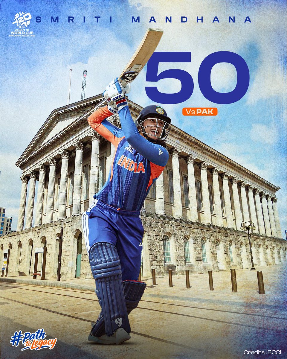 UPWarriorz's tweet photo. Smriti delivers a valiant 50 when India needed the most. ๐ฏ๐ฅ
#T20WorldCup #UPWarriorz #UttarDega #INDvPAK #WarriorzInBlue #PathToLegacy https://t.co/4cMn4toyx0