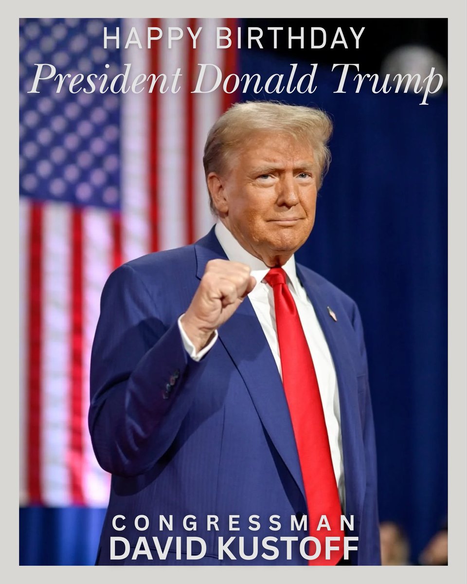 RepDavidKustoff's tweet photo. Happy Birthday to President Donald J. Trump! 🇺🇸 
Thank you for your continued work, leadership, and dedication to putting America First!

Happy Birthday, @POTUS! https://t.co/GIhjVsjm4t