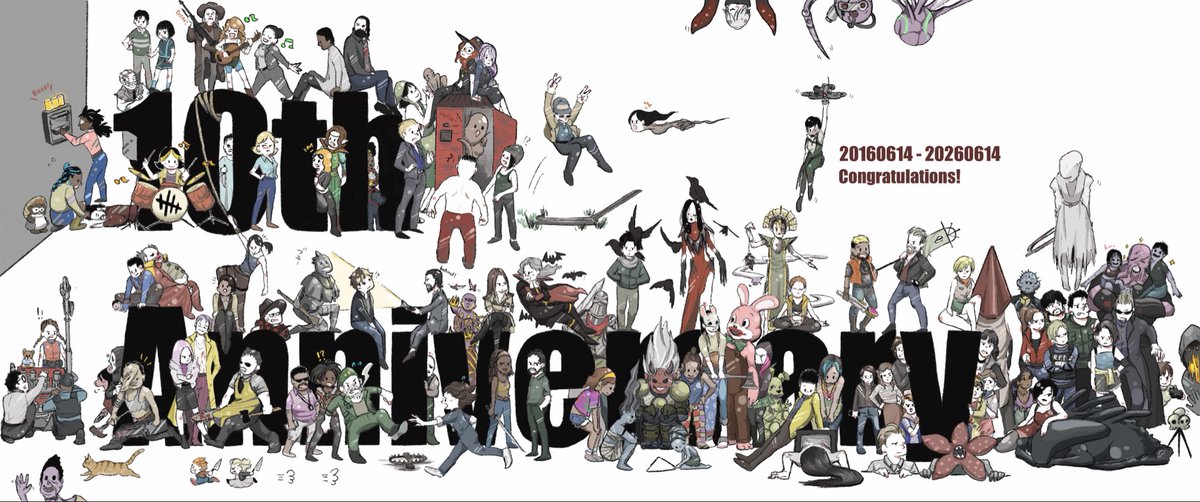 amiimaii333's tweet photo. DbD10周年おめでとうございます🎉
サバイバーもキラーもみんな大好きです！

#DbD10周年
#DBD10 https://t.co/Pa6hkd2V5g