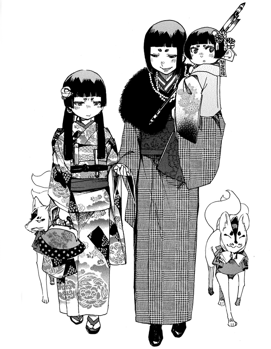 jorgediegorl's tweet photo. Curiosidades de Ao no exorcist:

207. Kato suele agregar una ilustración en la mayoría de los tomos del manga, algunas pueden ser muy conmovedoras o bonitas como la de Izumo con su familia o Shiemi con su abuela, otras son súper random, Egin montando un tiburón. https://t.co/R0eSx2mYLb