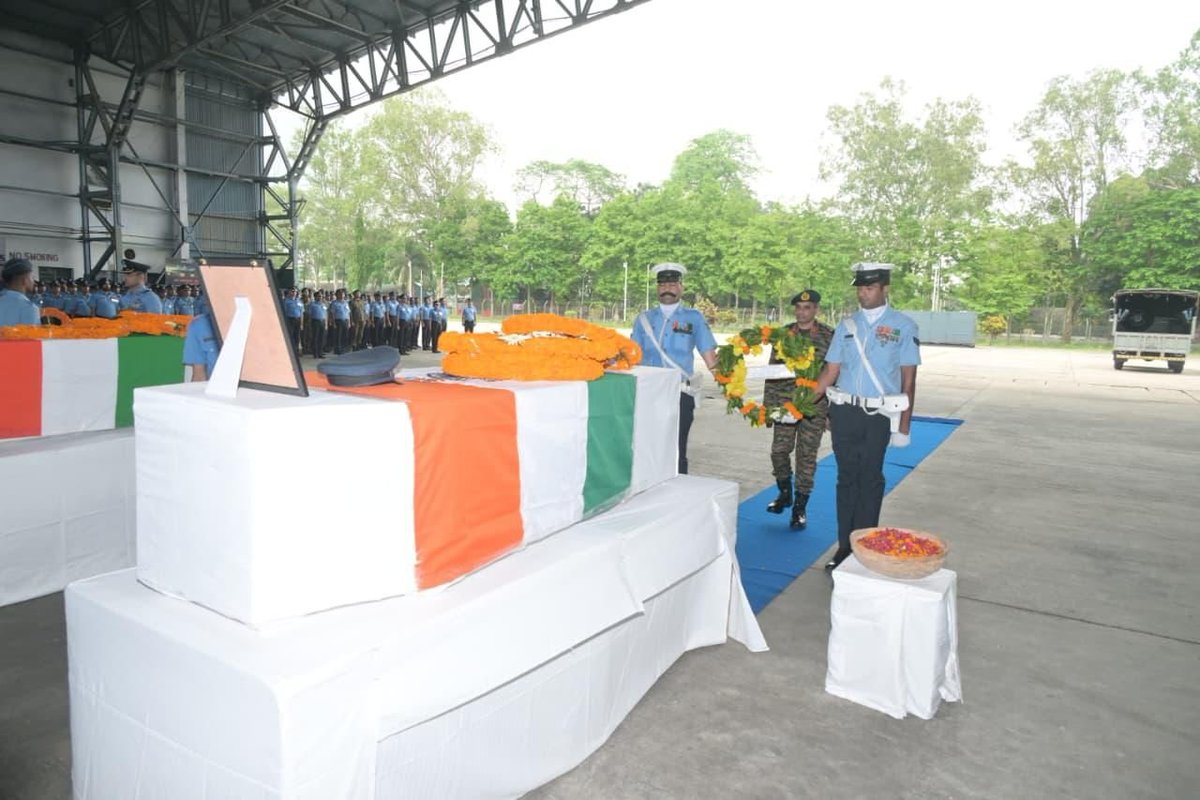 ANI's tweet photo. AN-32 transport aircraft crash: The mortal remains of the bravehearts were sent to their native places for the last rites with full military honors. An IAF aircraft transported them from Jorhat, Assam to their respective native places: Defence officials

(Source: Defence officials)