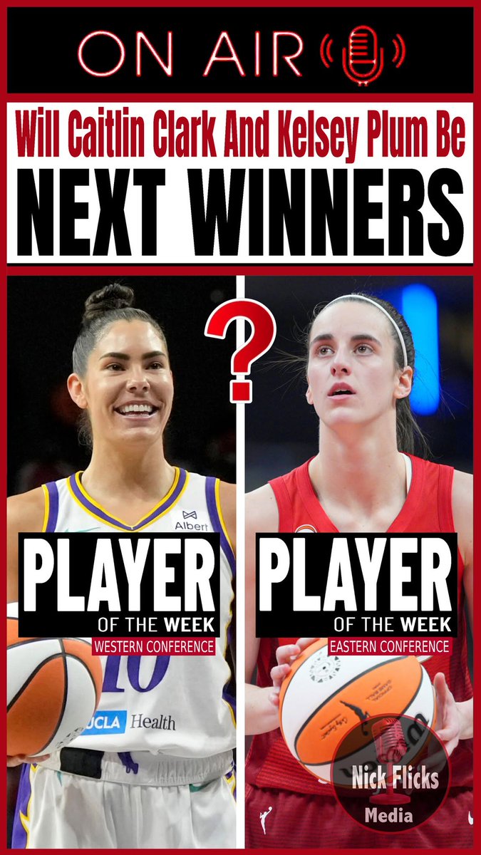 HollywoodNick's tweet photo. Will Caitlin Clark And Kelsey Plum Win Next Player Of The Week Awards?
Caitlin Clark week 5 stats - 25.3ppg, 4.3rpg, 6.7apg.
Kelsey Plum week 5 stats - 31.0ppg, 11.5rpg, 2spg.
#wnba #playeroftheweek #indianafever #caitlinclark #lasangelessparks #kelseyplum https://t.co/SLebseumY5