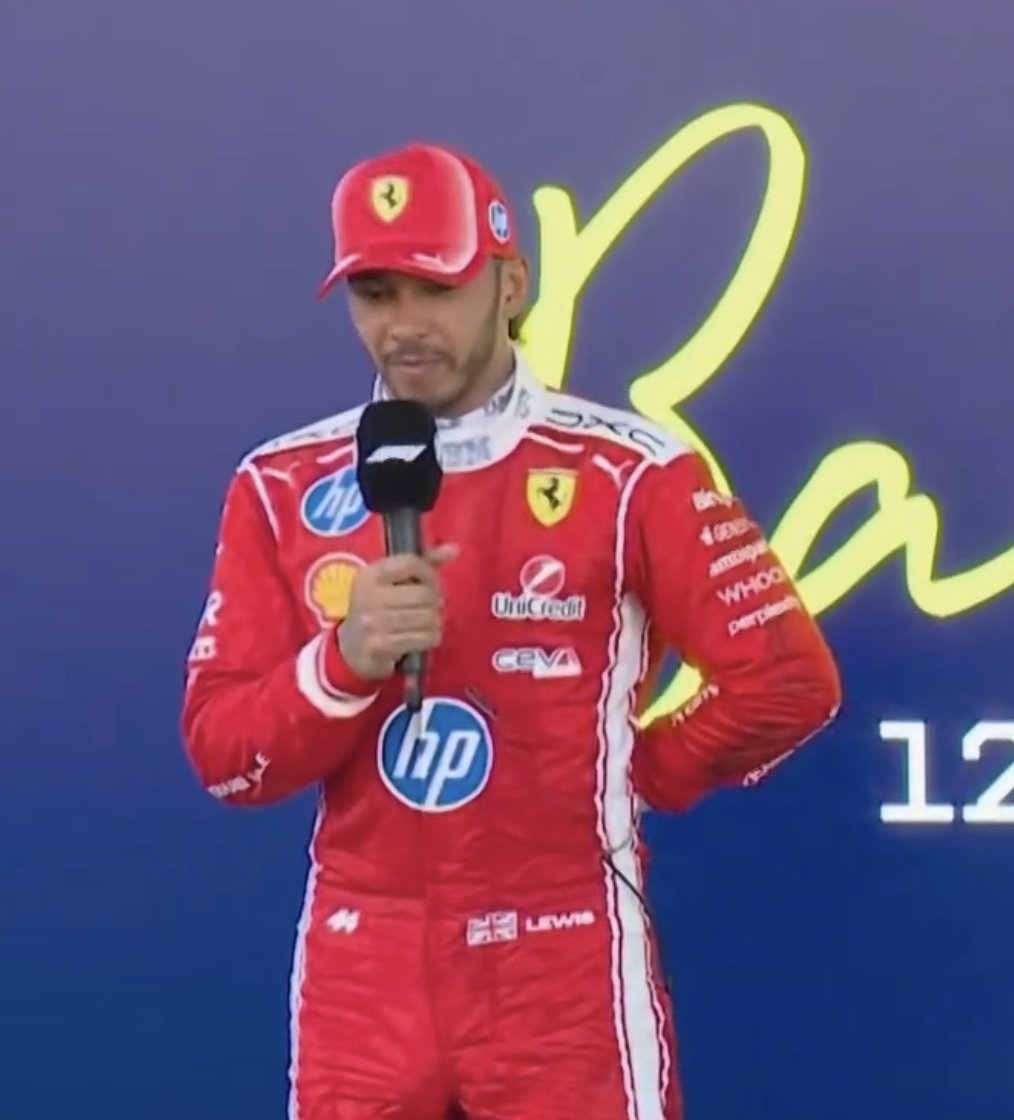 GazzettaFerrari's tweet photo. ❤️ Lewis Hamilton: "I always, I watched Ferrari have all that success when I was younger, watching it on TV. And as I've been racing here, I'd always watch the screens and wonder what it'd be like to win in that car and it's come.”" https://t.co/GZ1y3JMTPL