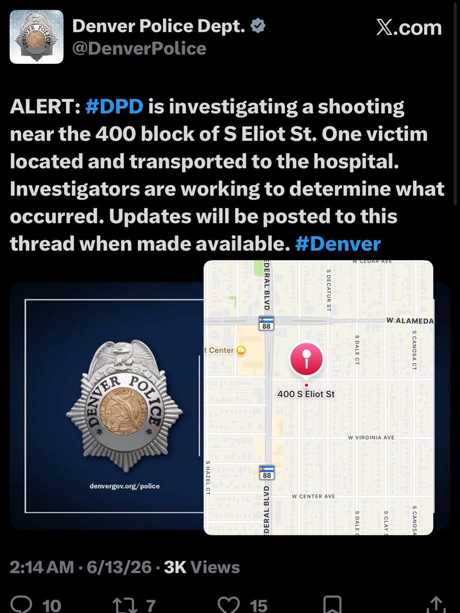 dobetterdnvr's tweet photo. Numerous shootings and stabbing this weekend in Vibrant Denver. 

🔫 6/12 shooting 500 E Colfax, right by Renaissance Uptown Lofts 

🔫 6/13 shooting 400 S Eliot

🔫 6/13 Stabbing 22nd and Stout. This area was covered with camps and is dense with homeless services 

🔪 6/13 Stabbing at 13000 Albrook. MARISELA PARRA BRAVO arrested for HOLD-FIRST DEGREE ASSAULT SBI+DEADLY WEAP. She is already out of custody. 

🔫 6/14 Shooting 3300 S Tamarac 

No attempted murder arrests match these shooting incidents.