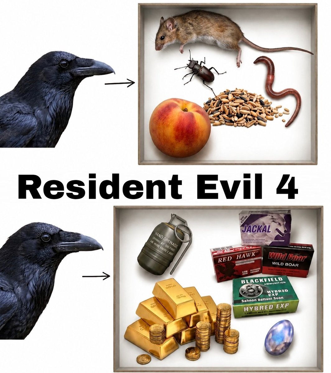 Ro_z1e's tweet photo. What Crows Really Eat 
#ResidentEvil https://t.co/IvEy5rw6cE