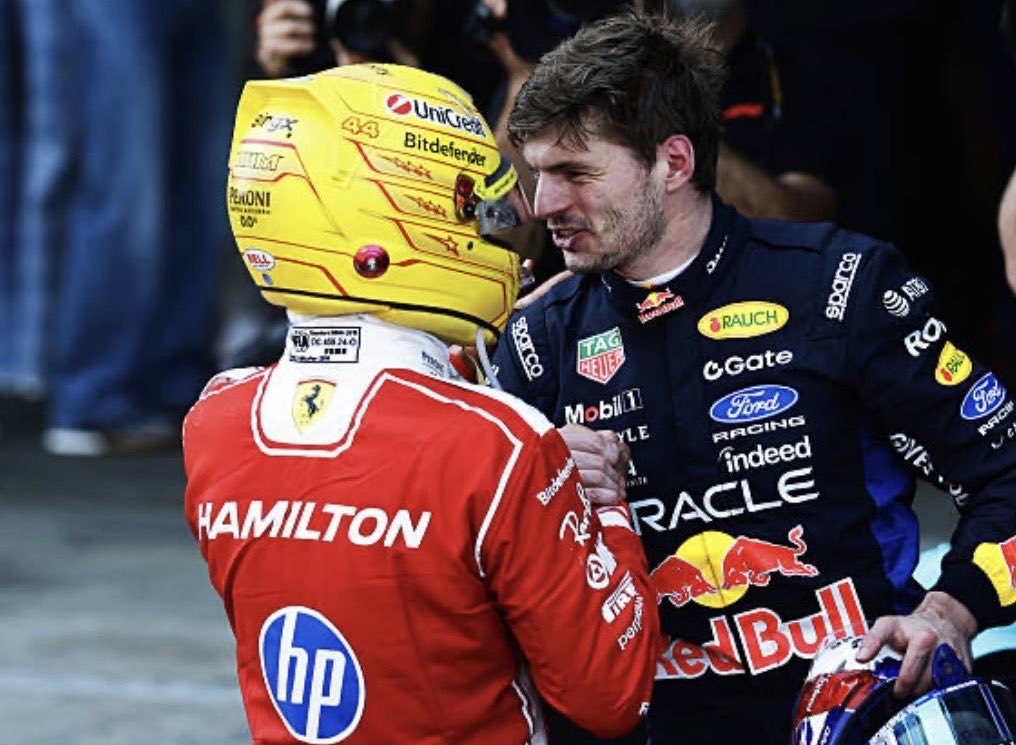 4433thinker's tweet photo. Max congratulating Lewis on his first win with Ferrari!!! 

#BarcelonaGP 🇪🇸 https://t.co/i4nHfIrxNo