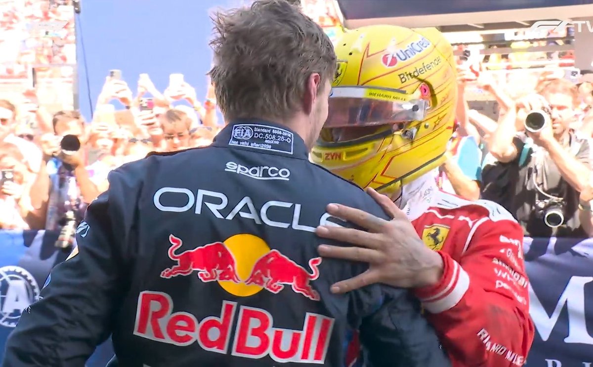 4433thinker's tweet photo. Max congratulating Lewis on his first win with Ferrari!!! 

#BarcelonaGP 🇪🇸 https://t.co/i4nHfIrxNo