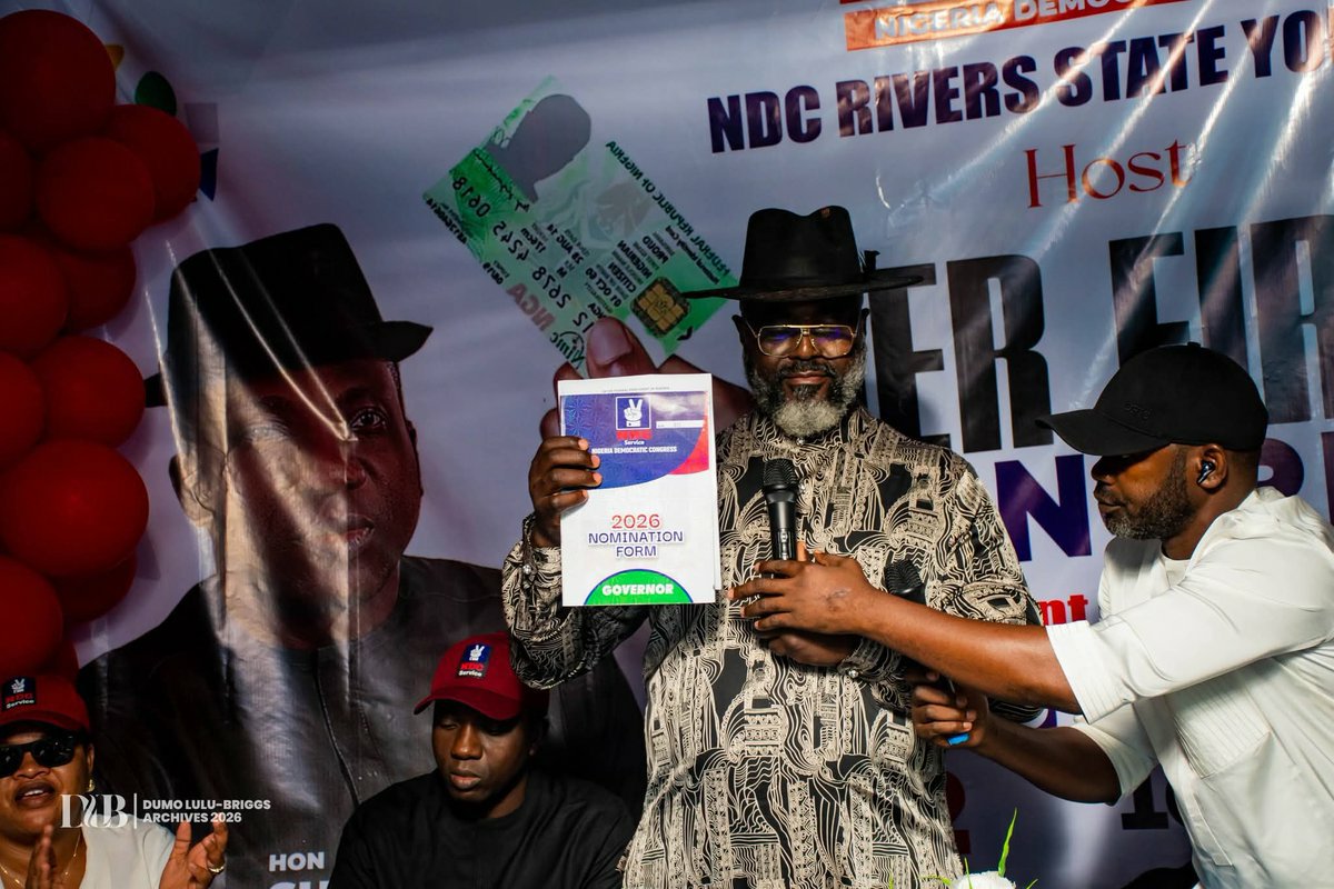 NDCVANGUARDHQ's tweet photo. Breaking News

NDC Governorship candidate in Rivers State, @DumoLuluBriggs, picked up his Nomination form, set to deliver the State from the hands of those who kept it down.

This is a sure Win for NDC in Rivers State. 

Congratulations sir https://t.co/QKh0jErnJA