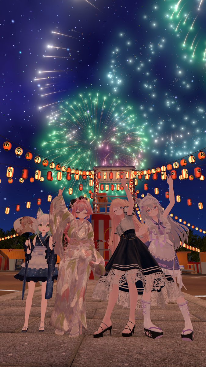 giga_VRChat's tweet photo. 今日あった出来事
昨日と同じくゲームワールド回ったり、映画館のワールドで動画を見たり、フレンドさんのところを回ったり。
お休みしようかな？と思ったらここなすさんにつっつかれたので、まだ時間も少し平気そうだし会いに行く。夏祭りワールドで一緒に遊んでました。 https://t.co/fhJUl5X6ld