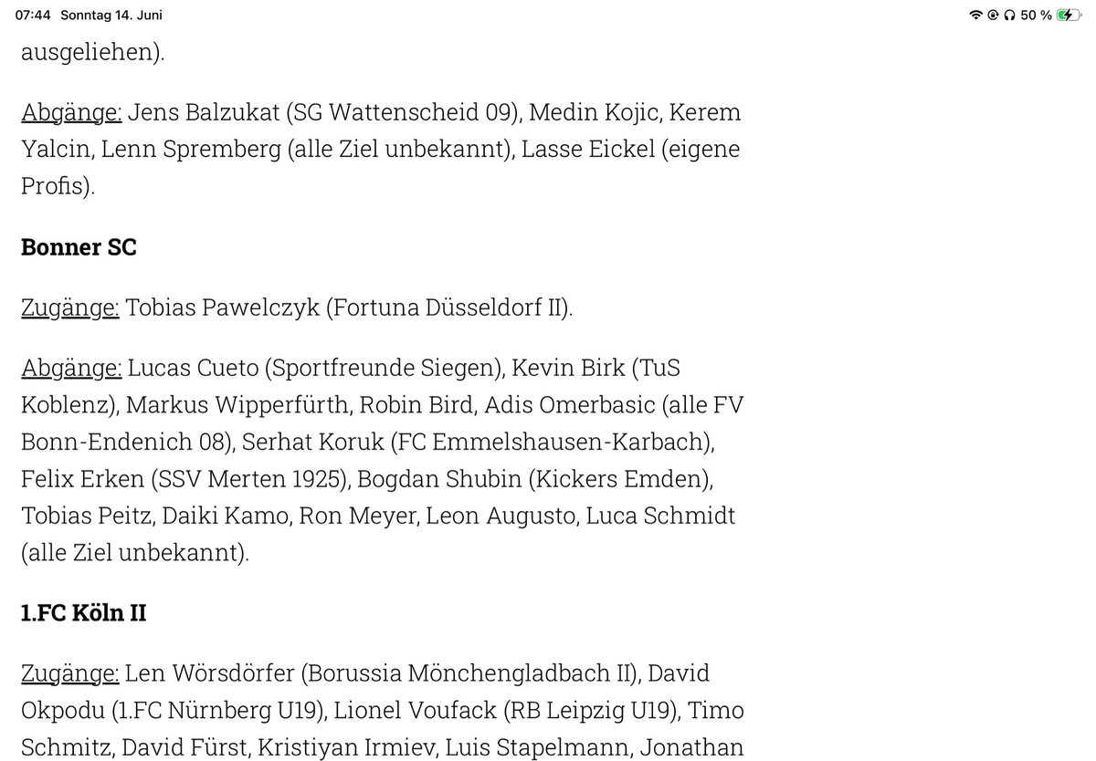 nick050301's tweet photo. 13 (!) Abgänge bei einem Neuzugang spricht für diese katastrophale Transferpolitik bisher beim Bonner SC. Laut einem Bericht von General Anzeiger Bonn stehen 12 Tage vor dem Trainingsstart erst 12 Spieler im Kader. Das wird eine harte zweite Saison in der Regionalliga West https://t.co/U3FwkKJXHf