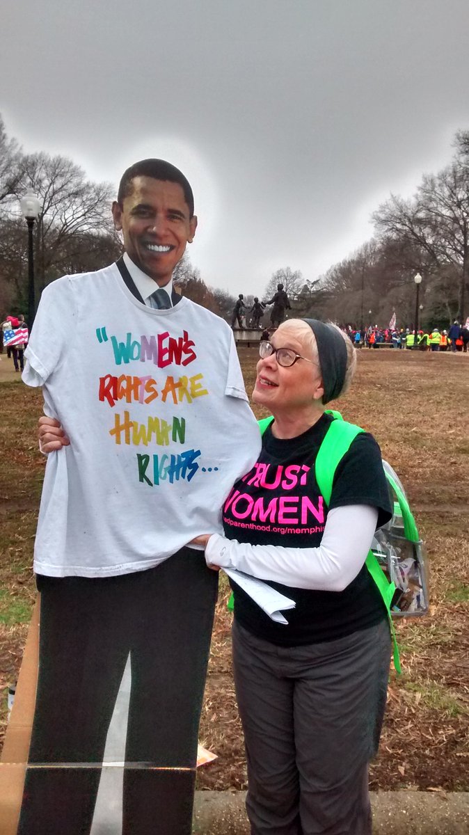 BMurph58's tweet photo. This was taken in 2017 during the Women's March in DC. It's probably the closest that I will ever be to former President Obama. #ObamaLove #BarackObamaAppreciation #smokefleetgoals https://t.co/GXyFkGodF1