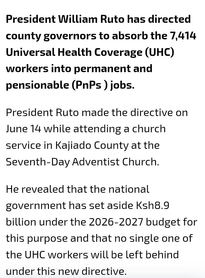 uhckenya254's tweet photo. New directives from the CIC
@WilliamsRuto 

@KenyaGovernors to issue PnP letters to UHC staff effective immediately.

No monkey business!

Cc: @HonAdenDuale, @fnoluga, @psmuthoni, @psmuthoni https://t.co/VvfgipFgev