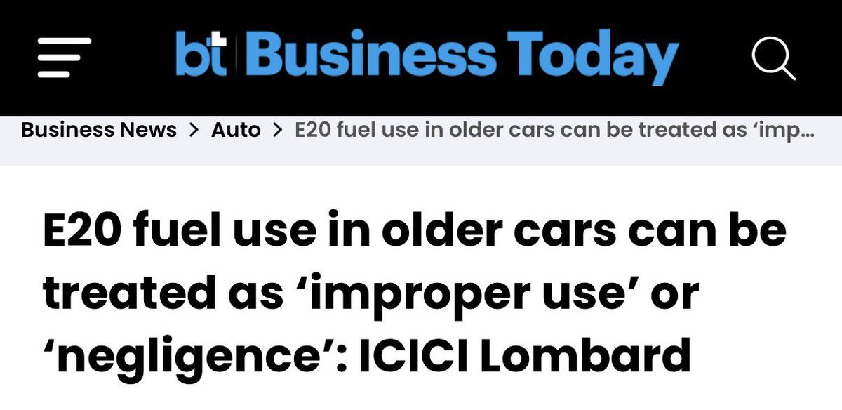 venkat_fin9's tweet photo. Dear @nitin_gadkari, @MORTHIndia @PetroleumMin , @HardeepSPuri care to explain this? First force E20, now older car owners may face ‘improper use/negligence’ claims? Stop ruining car owners’ lives or just resign and sit at home. https://t.co/KfnUXoCuCj