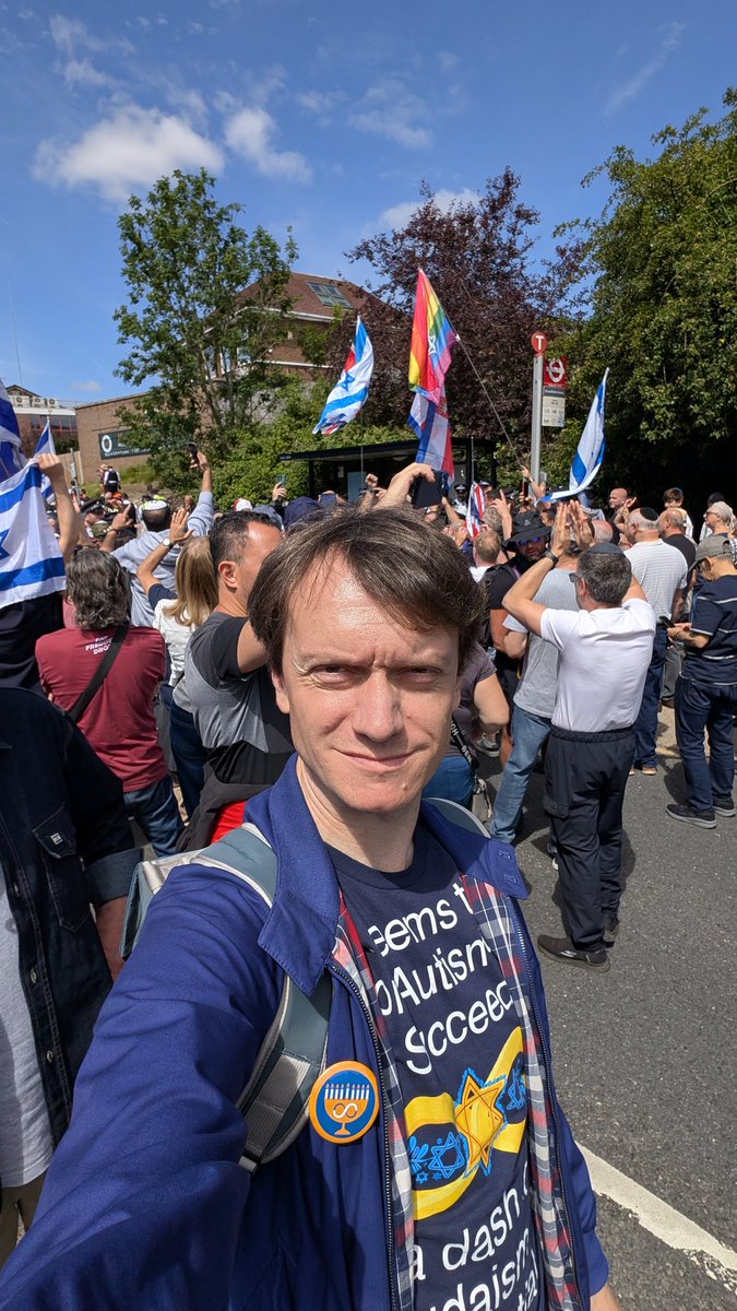 AC_Keeble's tweet photo. Bashing antisemitic genocidal maniacs is not my best idea for a Sunday outing. These unwashed terrorist fanatics were allowed to cause a disturbance in Edgware and intimidated the local Jews with their bile vocals.

This autistic Zionist was up and about to face them down. Mayor Khan the Kunt gave licence to these protestors by talking about Israelis selling land to Jews in a fictional occupied land called Palestine. As usual the woke and broke police called us to stay back from each other, which showed their favouritism. Zionism exists so that these savages can't kill Jews easily. It was a splendid day for me to stand here as a strong friend of the Jews.