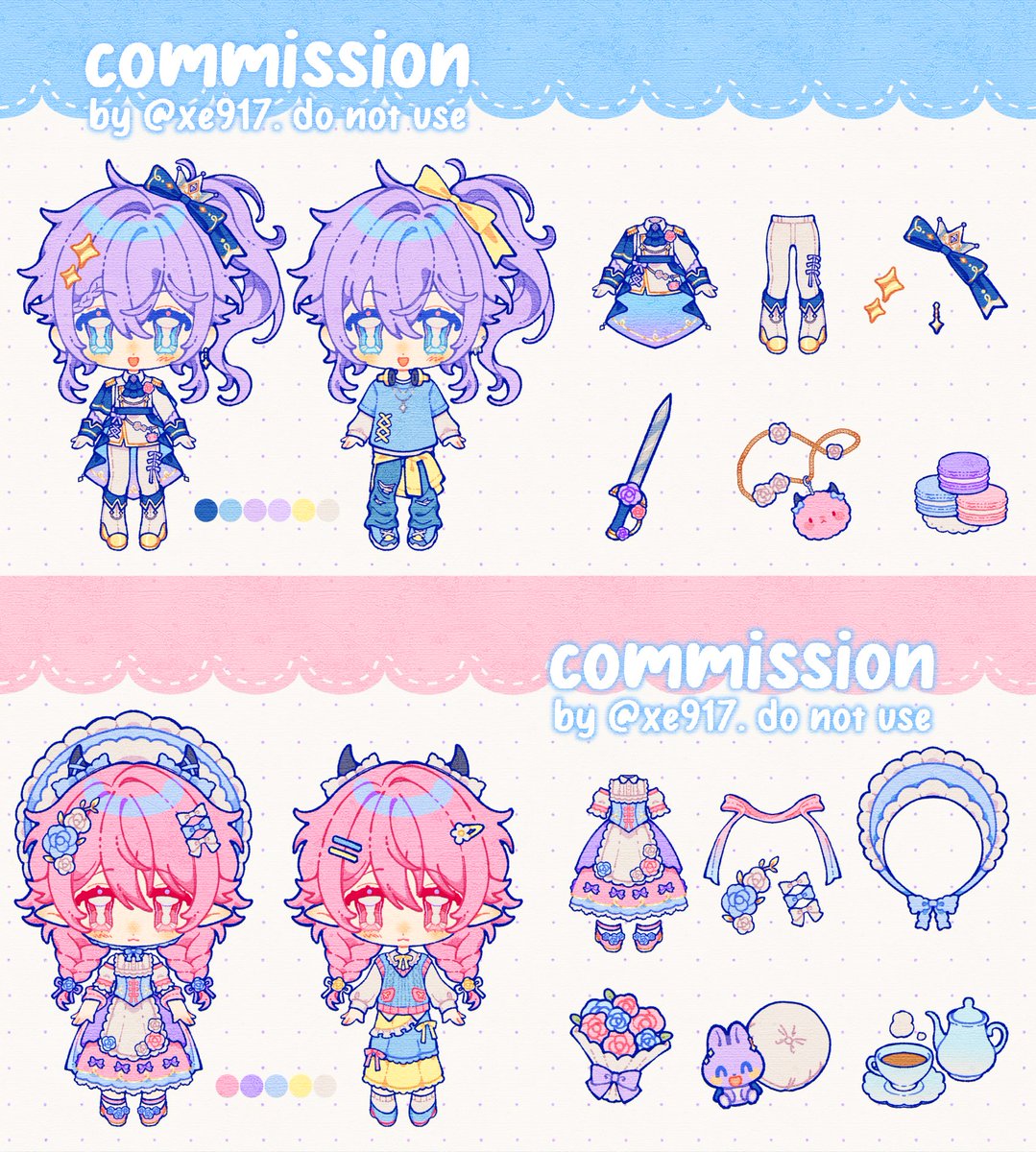 xe917's tweet photo. chibi design cms for millie 💜🩷 https://t.co/xg2x8zOmPs