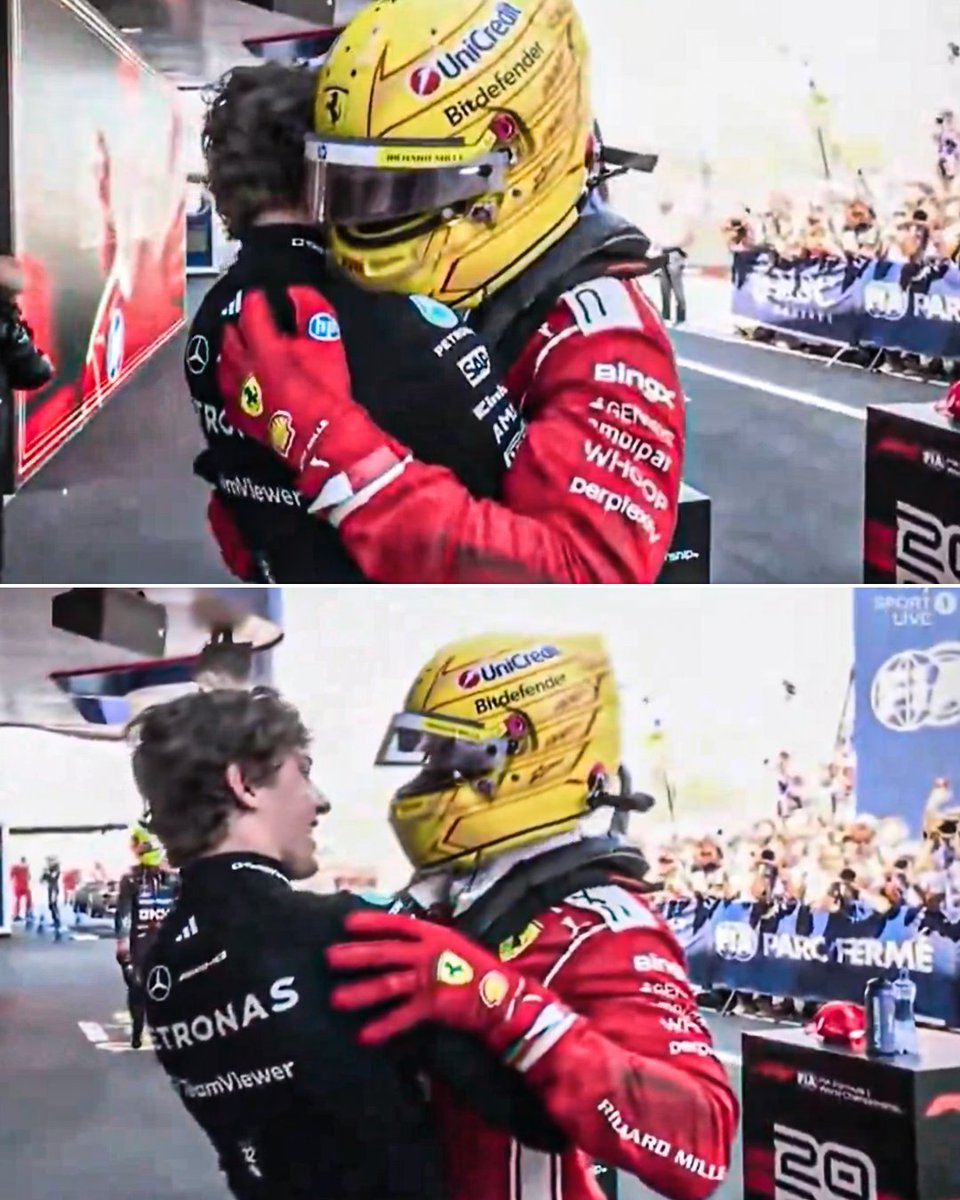 ESPNF1's tweet photo. Kimi was one of the first drivers to congratulate Lewis after his win 🥹❤️ https://t.co/0r9BPwBOJL