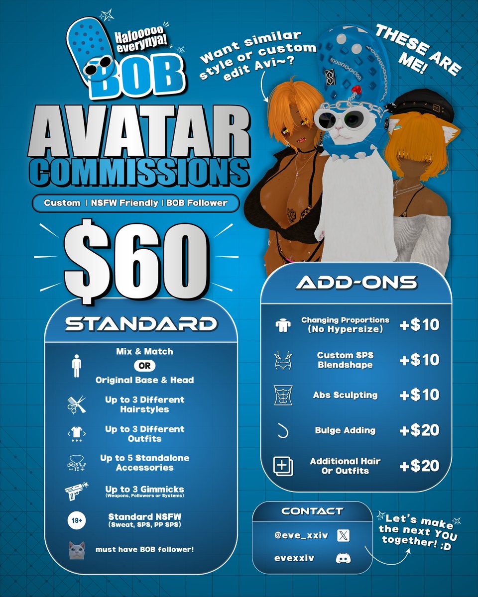 eve_xxiv's tweet photo. I’m finally opening my Avatar Commissions everynya! Let’s create your next avatar together! DM me if you’re interested!

Thank you to @ArthurR201, @BrokenEyesArt, @TTrashCann_, @missfallout1, @AnnyWilson28897, @ChiiVR, @Xpressshark, and my non-Twitter clients for supporting me 🫶 https://t.co/S3QwX6VAgH