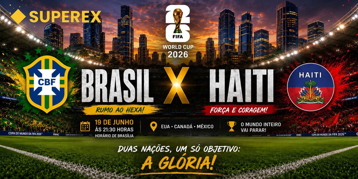 SuperexBrazil's tweet photo. Adivinhe o Resultado do Jogo do Brasil X Haiti e Ganhe 
30 USDT em Vouchers de Negociação em Futuros !

1️⃣ Siga @SuperexBrazil
2️⃣ Qual será o Placar do Jogo
3️⃣ Marque 3 amigos
4️⃣ Deixe seu UID 

⏰De 14/06 a 19/06 https://t.co/RCMQpnqMJU