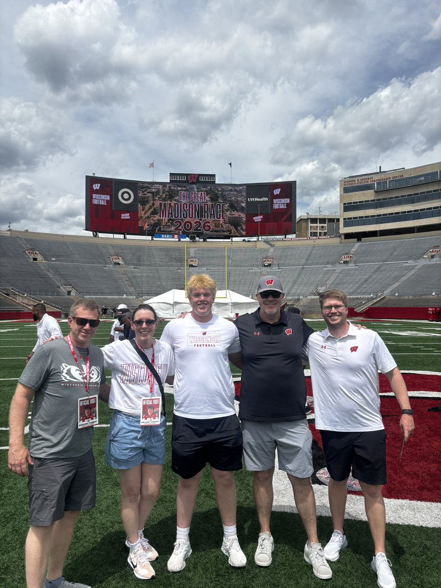 JackTabb2's tweet photo. Had a great Official Visit @BadgerFootball! Thank you to all the staff that helped put this on. #committed @CoachFick @coachgrimey @CoachMateos @CaseyRabach_61 @JaredThompsonUW @PatLambert13 https://t.co/bOisUhImqP