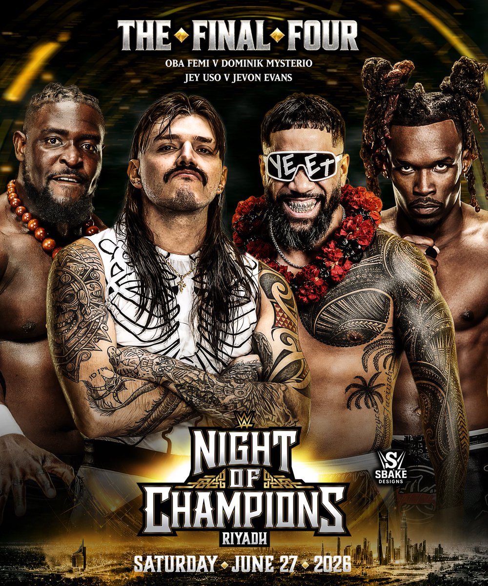 SbakeDesigns's tweet photo. FINAL FOUR

Who will punch their ticket to SummerSlam?

#WWE https://t.co/zifc5nKeYc