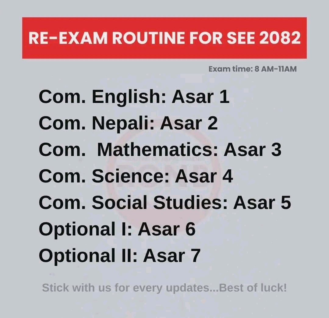 Nidar0708's tweet photo. Good Luck to all students appearing in Re-Exam of SEE. ❤️ #SEE #Nepal https://t.co/vsZ2ZQdPho
