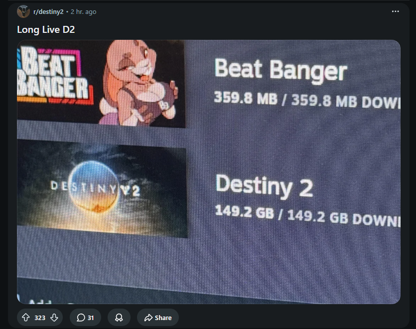RyonTMM's tweet photo. I see reddit is coping well

#destiny2 https://t.co/WzTu35Qu3w