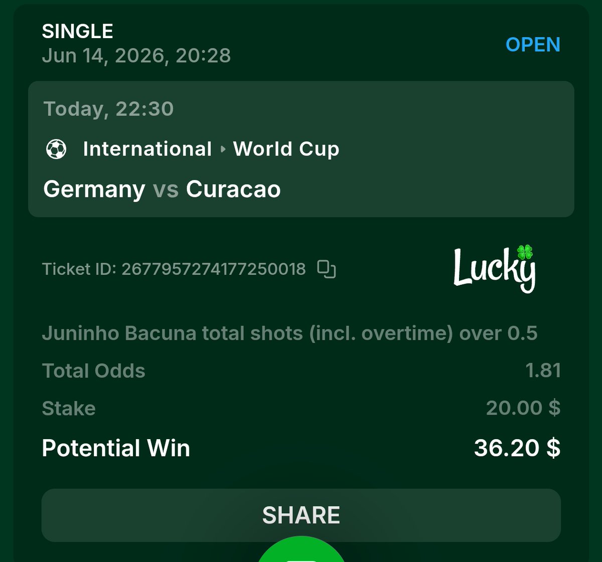 99tryhq's tweet photo. FIFA WORLD CUP 2026

Germany vs Curacao

Juninho Bacuna 1+ Shots - 1.81 Odds

His recent shots created numbers for Curaçao:

📊 2, 4, 6, 3, 2, 4, 1, 0, 4, 1, 2, 1

@luckyfun https://t.co/jUU6mT8fC6
