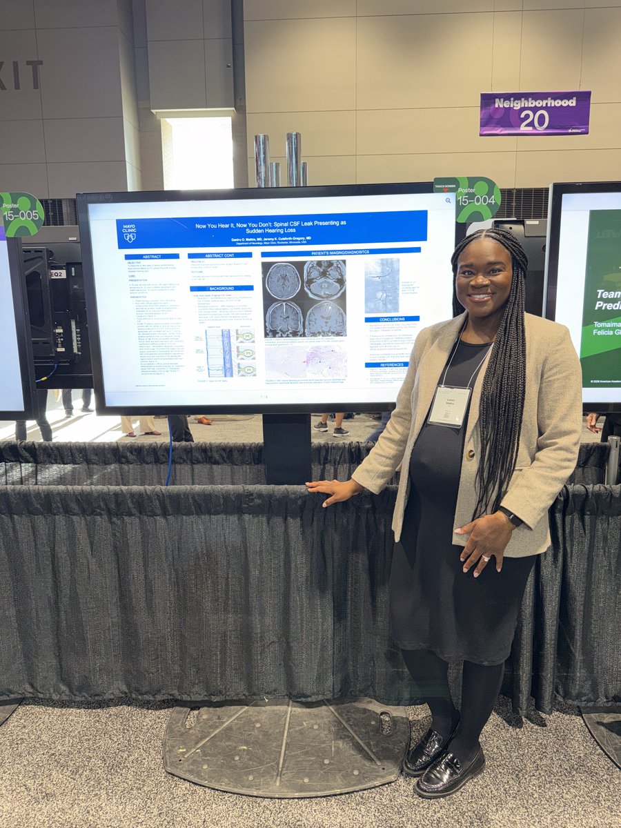 mayoneurores's tweet photo. #ScholarlySunday Congratulations to Dr. Ganiru Mathis (PGY2) on her poster presentation at the AAN Meeting in Chicago! #MayoNeuroResidency https://t.co/oX6OxO5KFm