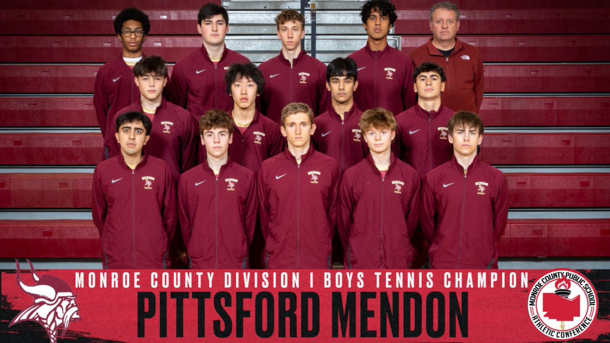 MCPSAC's tweet photo. Congratulations to PITTSFORD MENDON, our Monroe County Division I Boys Tennis champion. To see All-County 1st and 2nd team selections, individual honors and more: https://t.co/BT8PVx76Nj

@pcsdschools https://t.co/OW3JKWfVgq