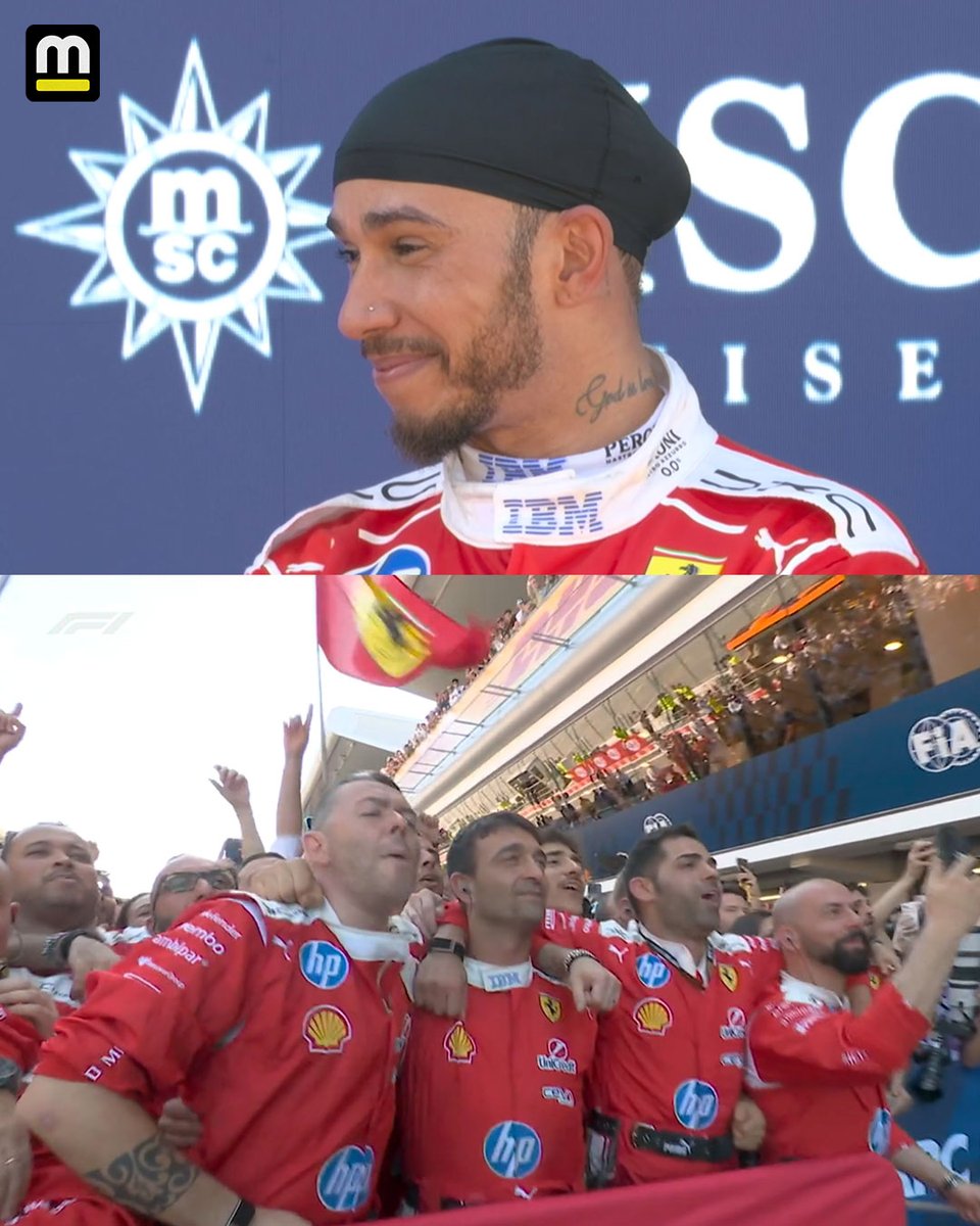 Motorsport's tweet photo. Lewis Hamilton's reaction to hearing the Italian National Anthem for Ferrari. 🇮🇹 https://t.co/iDJCbQAiGa