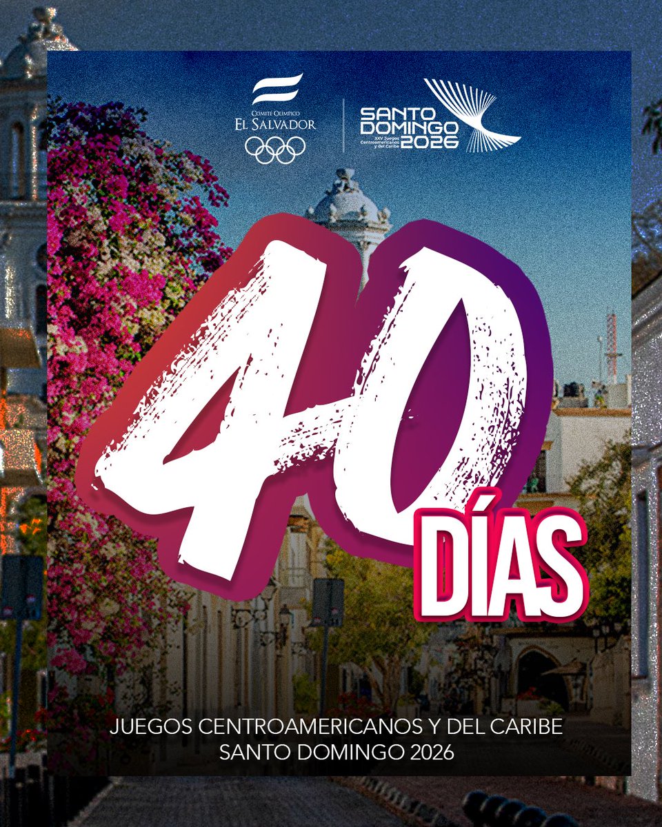 TeamESA_'s tweet photo. 🔜⏳🇩🇴
Estamos a 40 días para el inicio de los XXV Juegos Centroamericanos y del Caribe Santo Domingo 2026, que se desarrollarán del 24 de julio al 8 de agosto.
¡Con ganas de ver al Team ESA competir!🤩
#TeamESA🇸🇻 https://t.co/4c2K7RJxln
