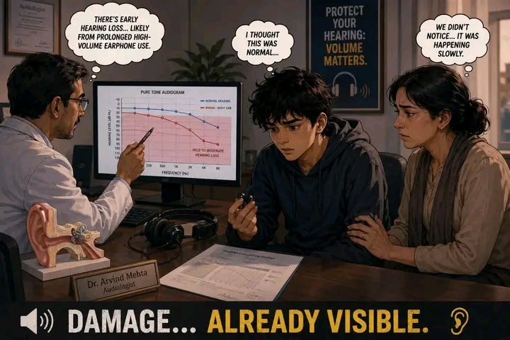 SupercruzeTech's tweet photo. The biggest hearing threat isn't one loud song. it's the unnoticed hours that follow. 🎧 YouCare empowers parents to reduce excessive earphone exposure, nurture healthier digital habits and protect young ears before silent damage becomes lifelong regret.
 #HearingHealth #YouCare https://t.co/wsjjqUa30n