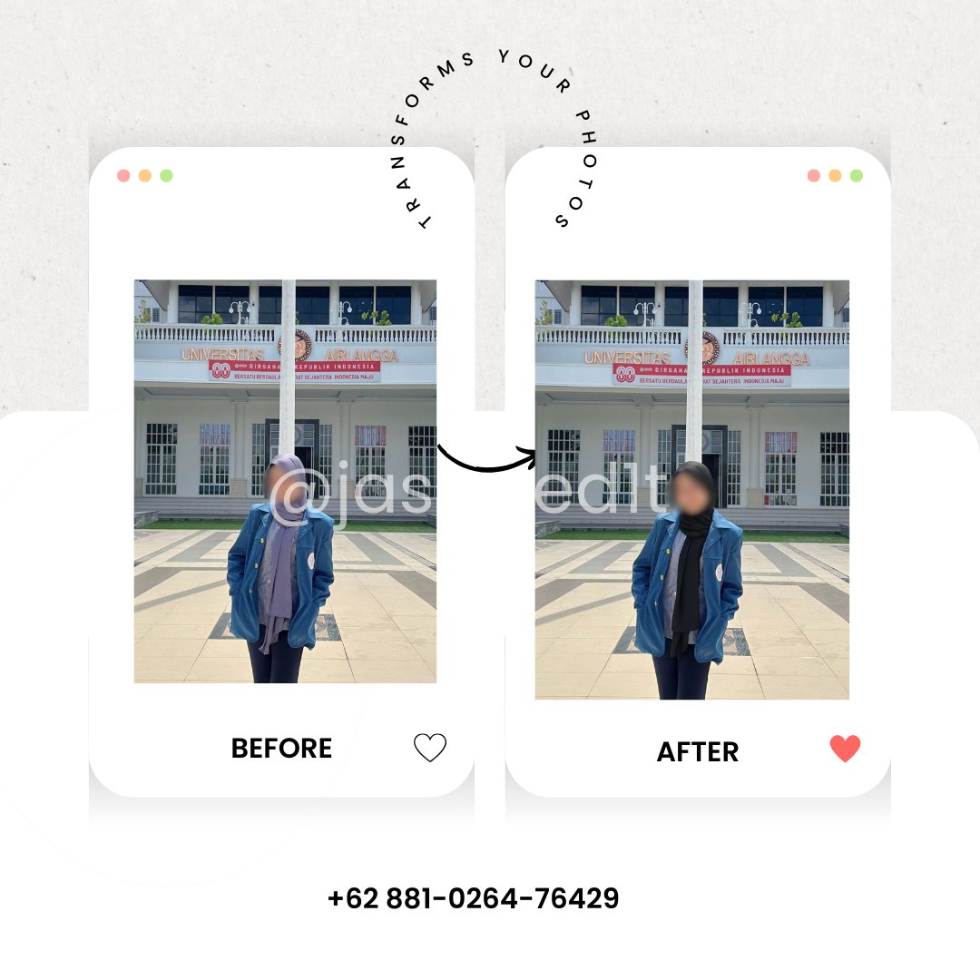 jasa_editps's tweet photo. Edit foto Photoshop professional😍

-edit baju
-background
-merapikan foto
-desain sertif/pamflet/dsb
-slim badan
-hapus/tambah objek
-foto formal dan non
-retouch wajah
-edit badge
-poster
-simetriskan wajah

Request lainnya
Info pemesannan di bio dan replay yaa😁
#zonauangㅤ https://t.co/S8JT0H4RV0