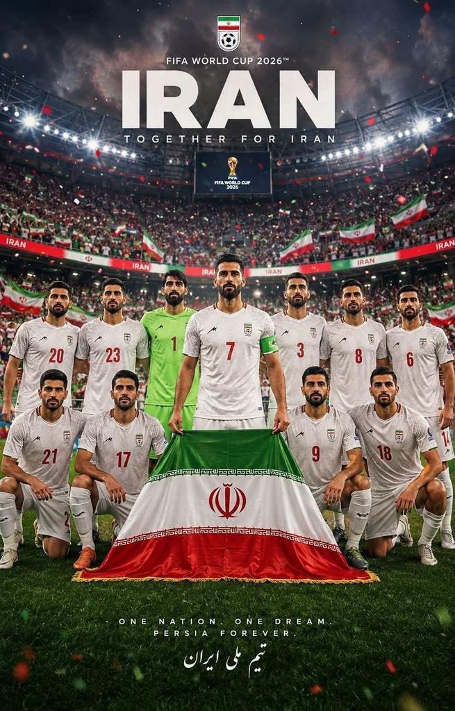 GRamezani2's tweet photo. ایران پشت شماست؛ حتی اگر نتیجه‌ها پشت‌تان نباشد. ما با شما هستیم، نه با جدول امتیازات.  
#WorldCup2026 https://t.co/zPLilYQyQc